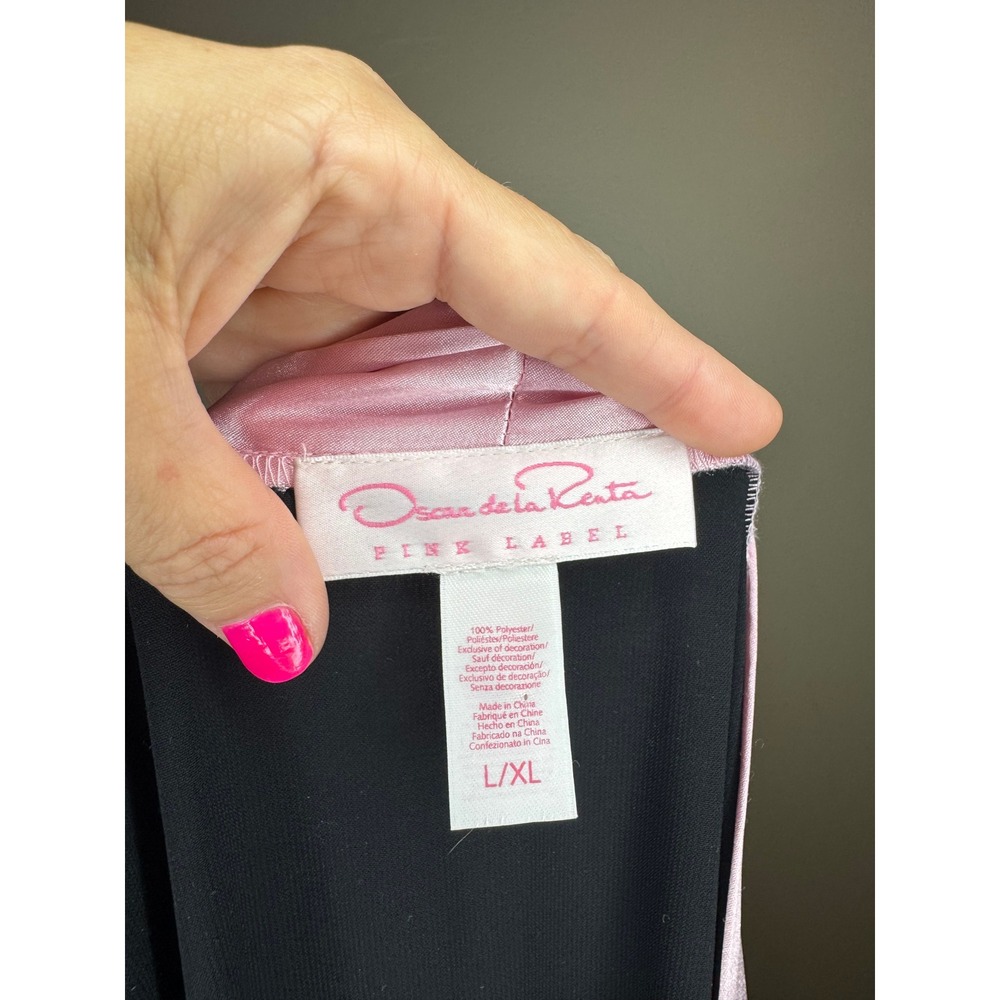 Oscar de la Renta Pink Label Black Pink Floral Embroidered Kimono Robe L/XL - Picture 2 of 4